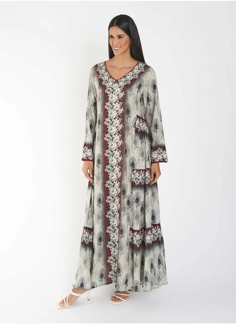 KASHKHA Digital Printed Tiered Jalabiya