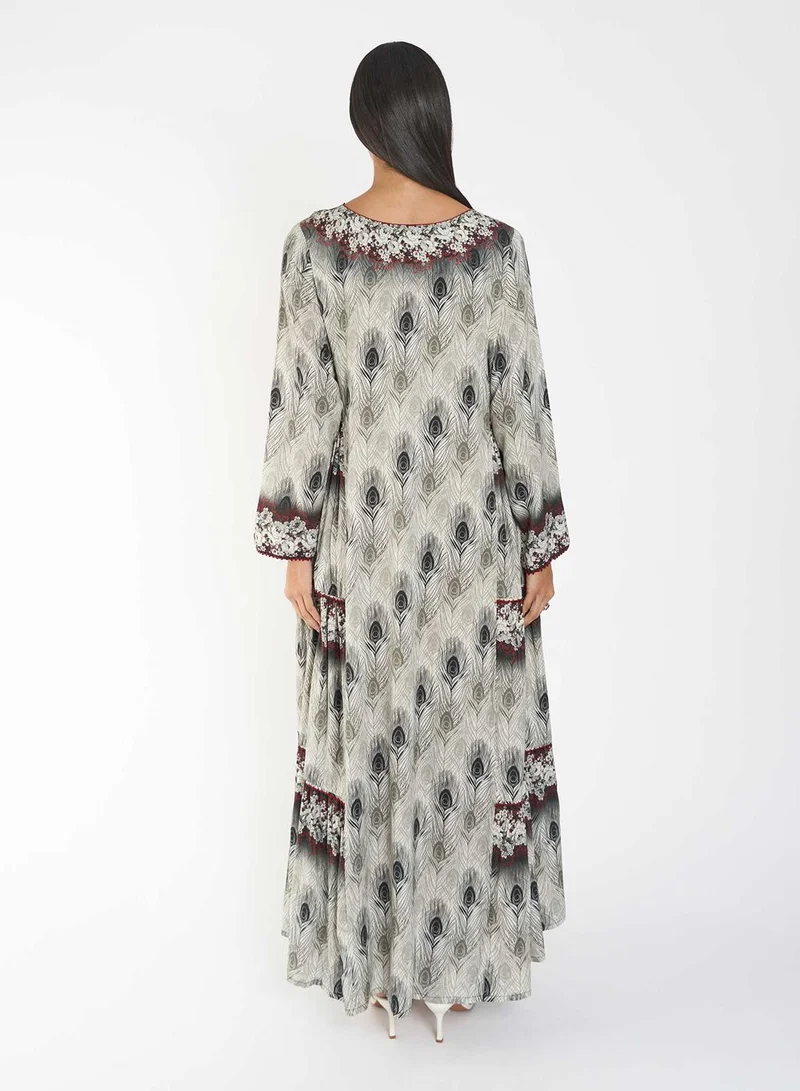 KASHKHA Digital Printed Tiered Jalabiya