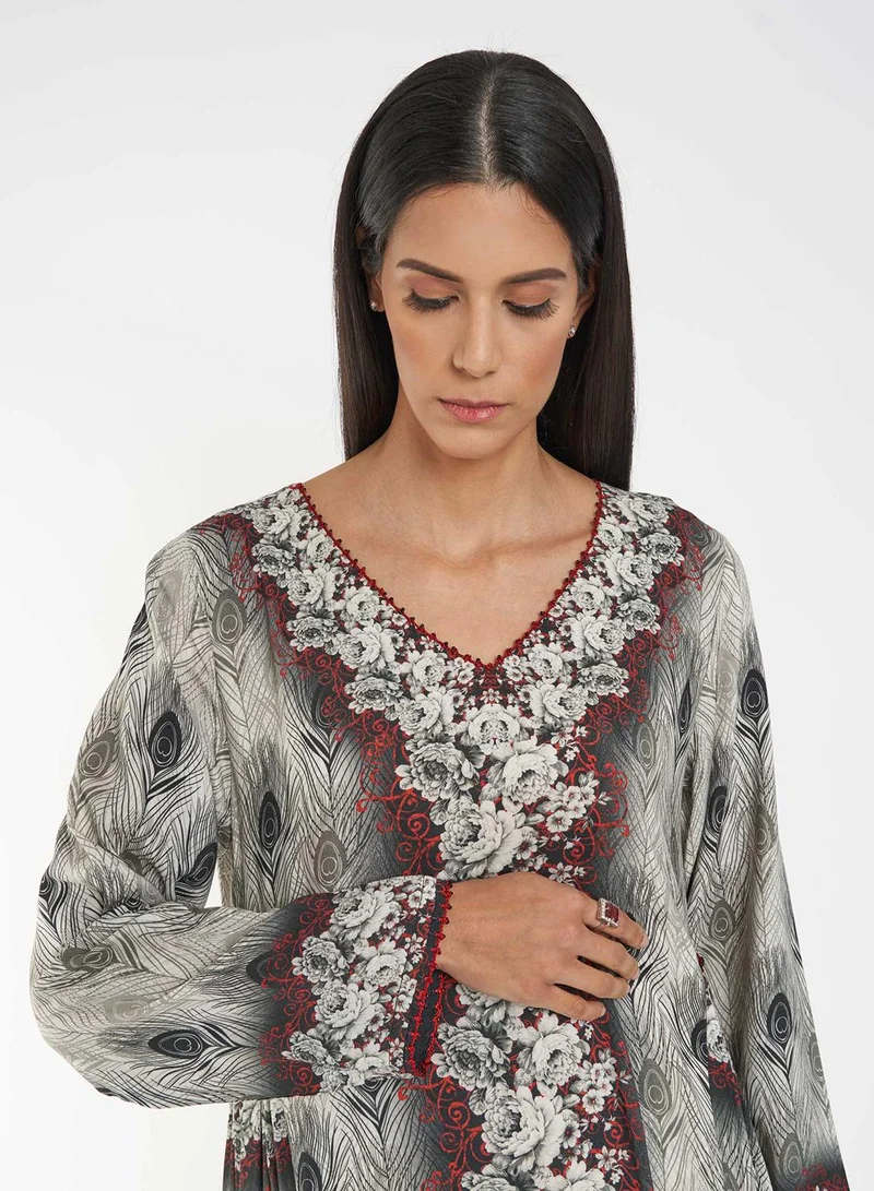 KASHKHA Digital Printed Tiered Jalabiya