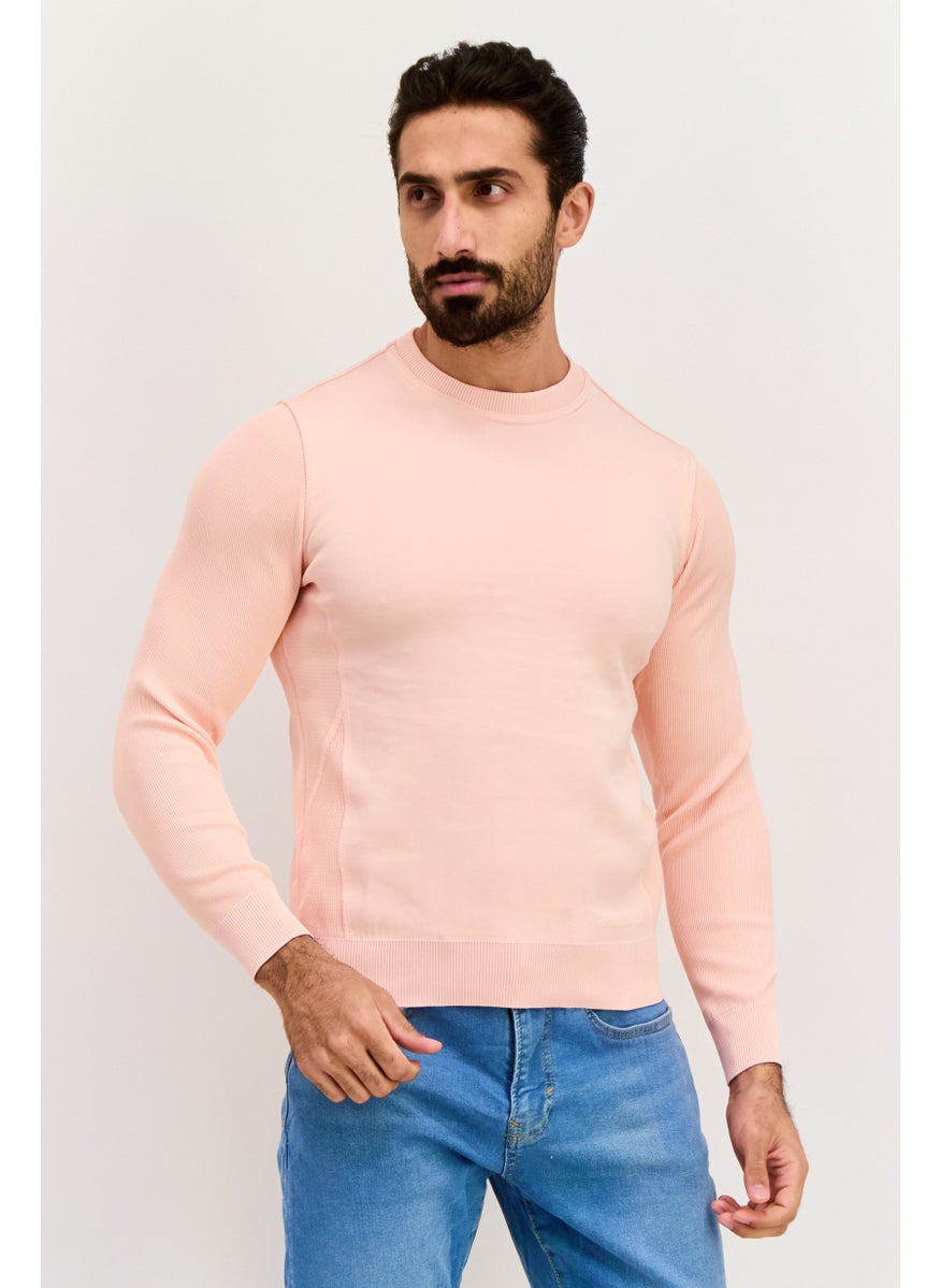 Free Soul Men Crew Neck Long Sleeves Textured Sweatshirt, Corol  - Image 1
