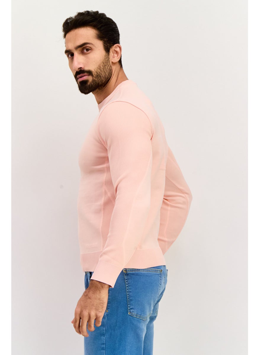 Free Soul Men Crew Neck Long Sleeves Textured Sweatshirt, Corol  - Image 3