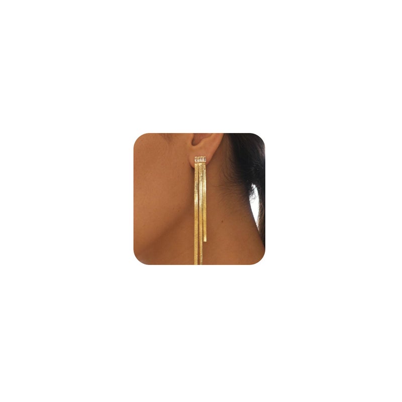 Tituthia Gold Dangle for Women Trendy, 14K Tassel Long Drop Earrings Fashion Gold Earrings for Women Hypoallergenic Tassel Chain Earrings for Womens Gold Jewelry Gift - Image 1