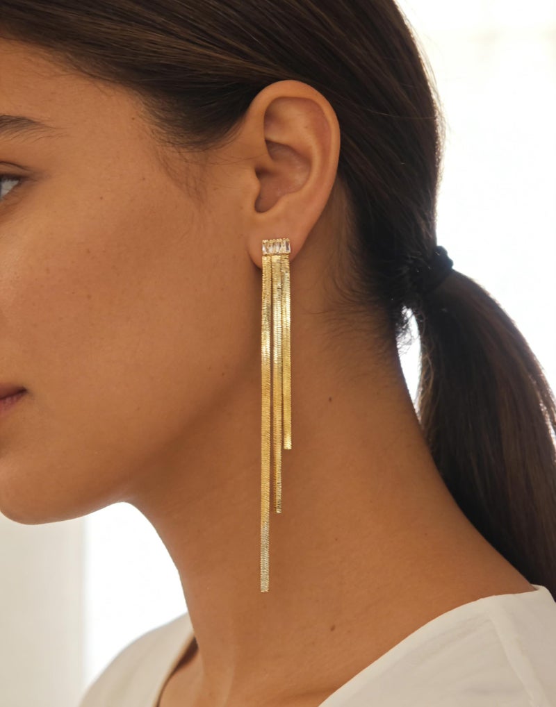 Tituthia Gold Dangle for Women Trendy, 14K Tassel Long Drop Earrings Fashion Gold Earrings for Women Hypoallergenic Tassel Chain Earrings for Womens Gold Jewelry Gift - Image 2