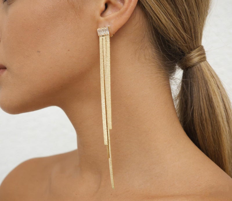 Tituthia Gold Dangle for Women Trendy, 14K Tassel Long Drop Earrings Fashion Gold Earrings for Women Hypoallergenic Tassel Chain Earrings for Womens Gold Jewelry Gift - Image 4