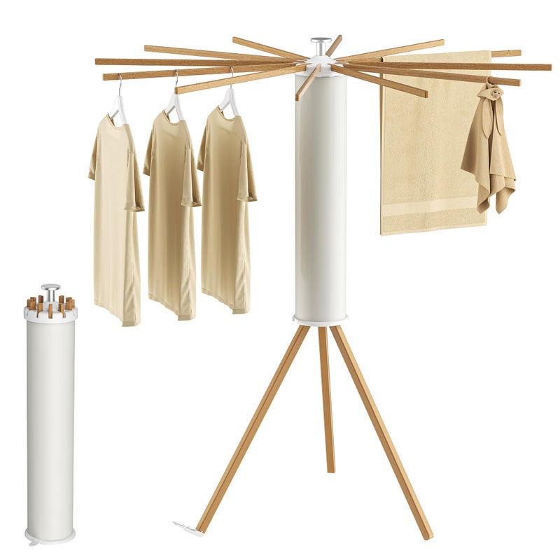 SUNOUTLY Tripod Clothes Drying Rack, Garment Rack Portable and Foldable Space Saving Laundry Drying Rack - Dryer Rack Clothing Floor Folding Balcony Bedroom Household - Image 1