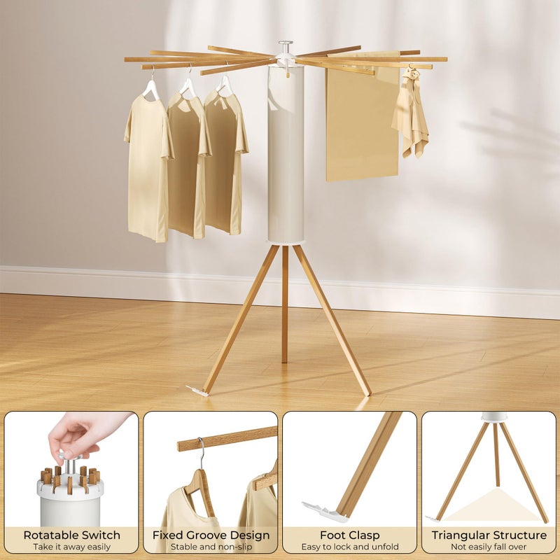 SUNOUTLY Tripod Clothes Drying Rack, Garment Rack Portable and Foldable Space Saving Laundry Drying Rack - Dryer Rack Clothing Floor Folding Balcony Bedroom Household - Image 4