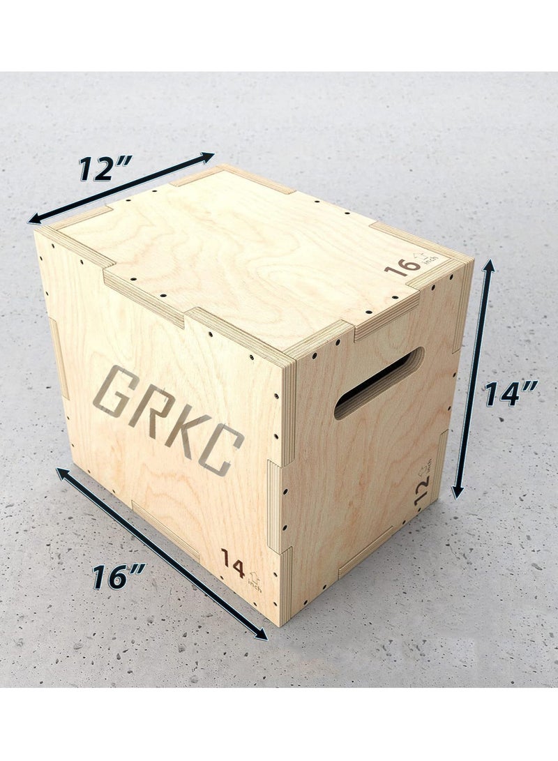 جي آر كيه سي صندوق قفز خشبي للتدريب البدني صندوق بليومتري لتمارين اللياقة والقوة والرشاقة - Image 1