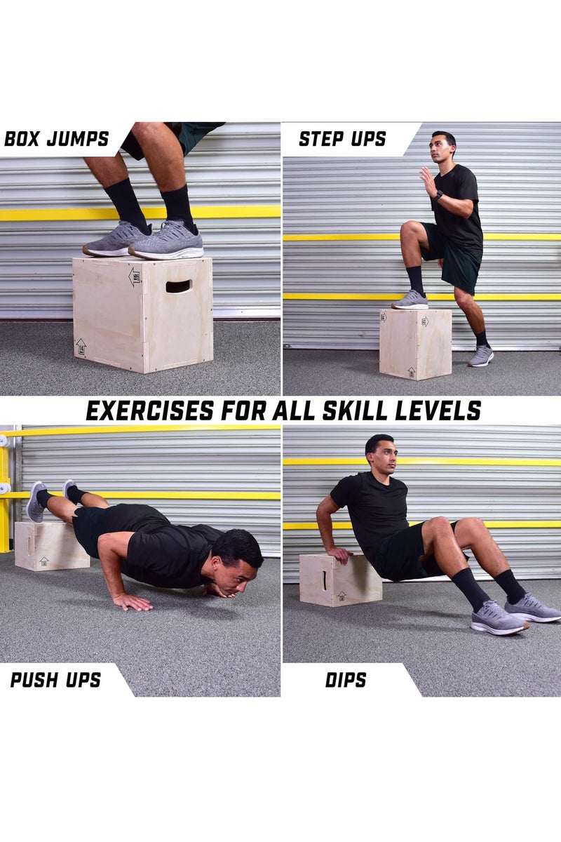 جي آر كيه سي صندوق قفز خشبي للتدريب البدني صندوق بليومتري لتمارين اللياقة والقوة والرشاقة - Image 2