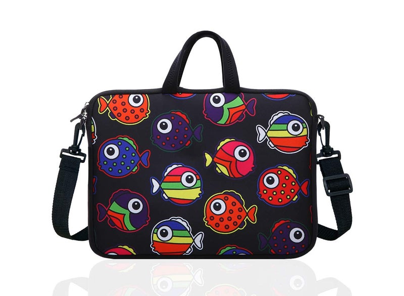 YIDA 10-Inch Laptop Shoulder Sleeve Case and Tablet Bag for most 9.7" 10" 10.1" 10.2" Ipad/Notebook/eBook/Readers (black red fish) - Image 2