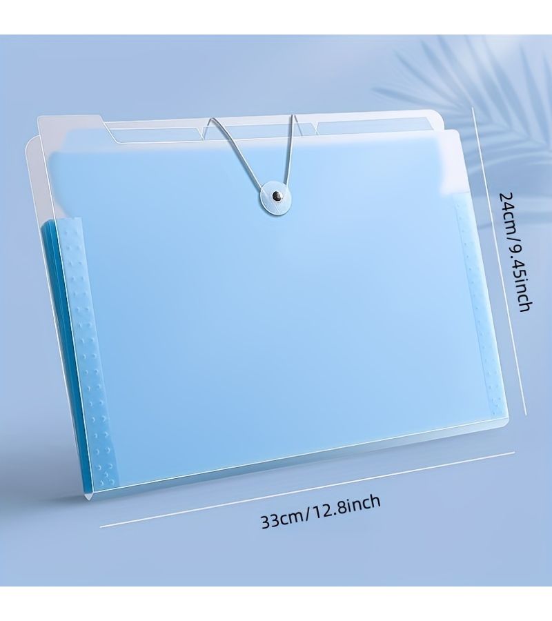 A4 Accordion Bag 12 Layers Large Capacity Data Booklet Student Test Paper Collection Folder Blue - Image 2