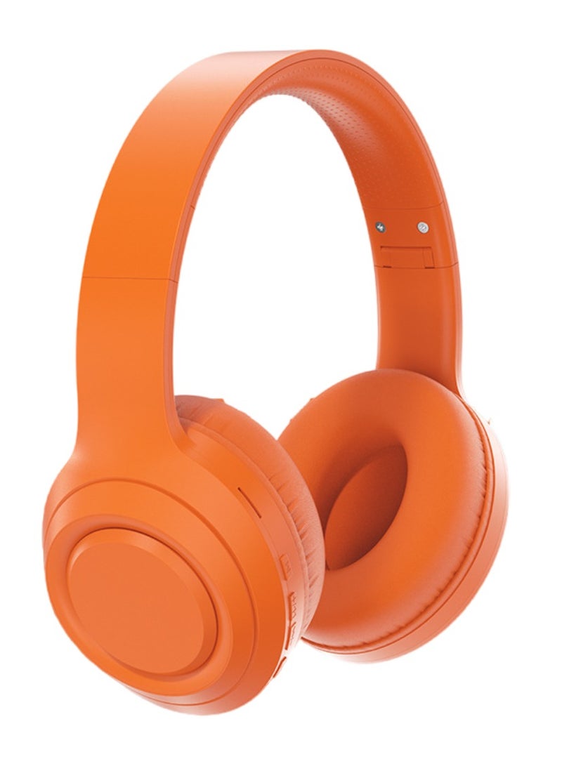caijin Wireless Bluetooth earphones with microphone, adjustable height, HiFi stereo sound, noise cancellation, foldable design, lightweight and portable, over-ear style, and built-in microphone. Suitable for home, office, and travel use, and also makes a great birthday gift (orange). - Image 1