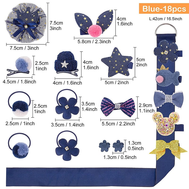 kapimo Hair Clips for Girls Cute Fashionable Set of 18 pcs (BLUE) - Image 2