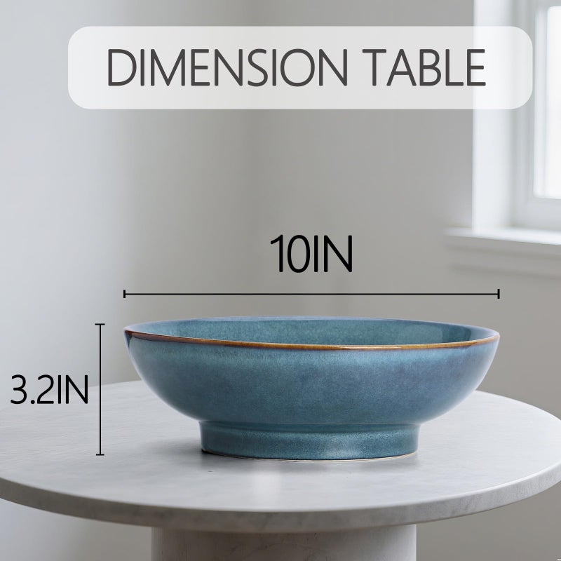 Ronanemon Ceramic Fruit Bowl,10.2" Decorative Bowl, Large Fruit Bowl for Kitchen Counter, Pedestal Bowl, Kitchen Counter DÃ©cor, Bread Candy Snacks Organizer(Starry sky blue) - Image 2