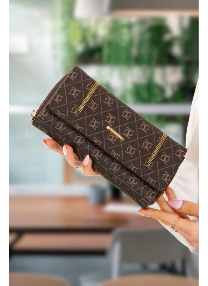 Adelina Bags Women's Patterned Wallet with Paper Money and Card Holder Compartment Zipper Detailed