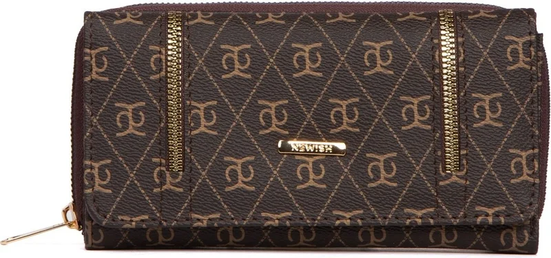 Adelina Bags Women's Patterned Wallet with Paper Money and Card Holder Compartment Zipper Detailed