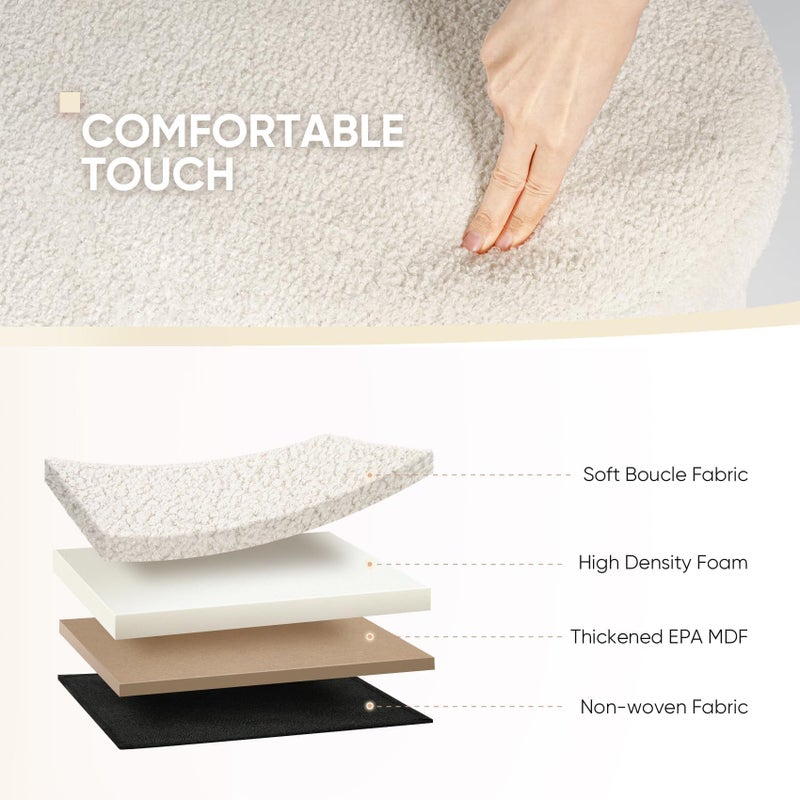 B FSOBEIIALEO Ottoman with Storage for Living Room, Sherpa Folding Storage Ottoman Foot Rest, 43.3 Inches Collapsible Bedroom Bench White - Image 4