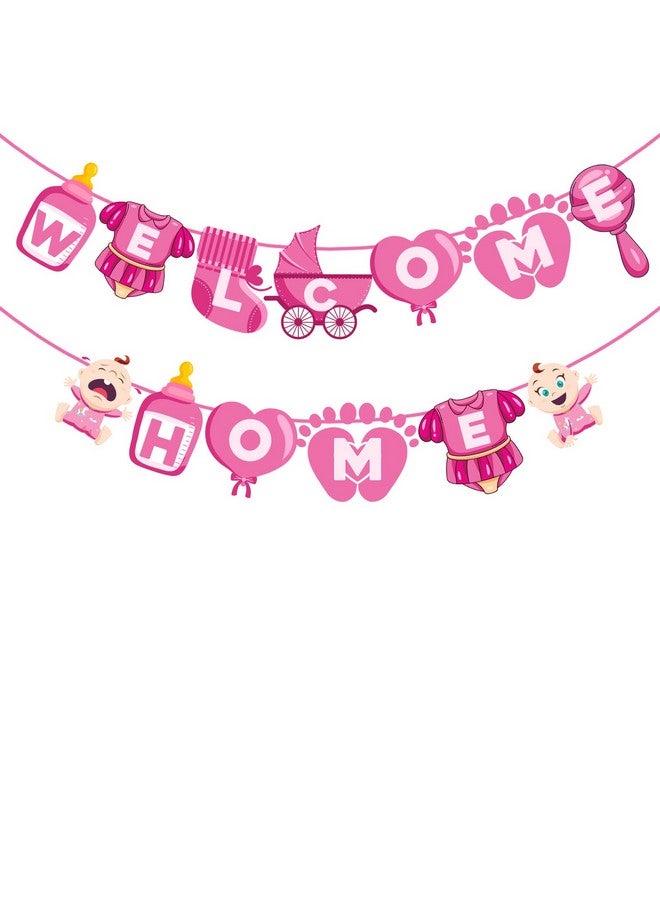 ZYOZIQUE Baby Girl Welcome Home Decoration Banner For Baby Shower/Welcome Party Banner, Pink - Image 1