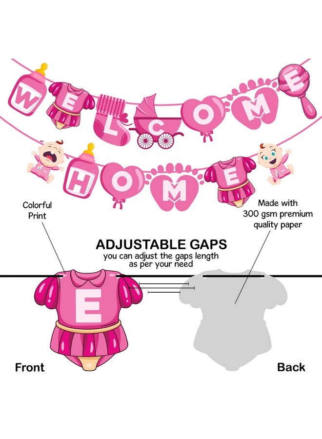 ZYOZIQUE Baby Girl Welcome Home Decoration Banner For Baby Shower/Welcome Party Banner, Pink - Image 3