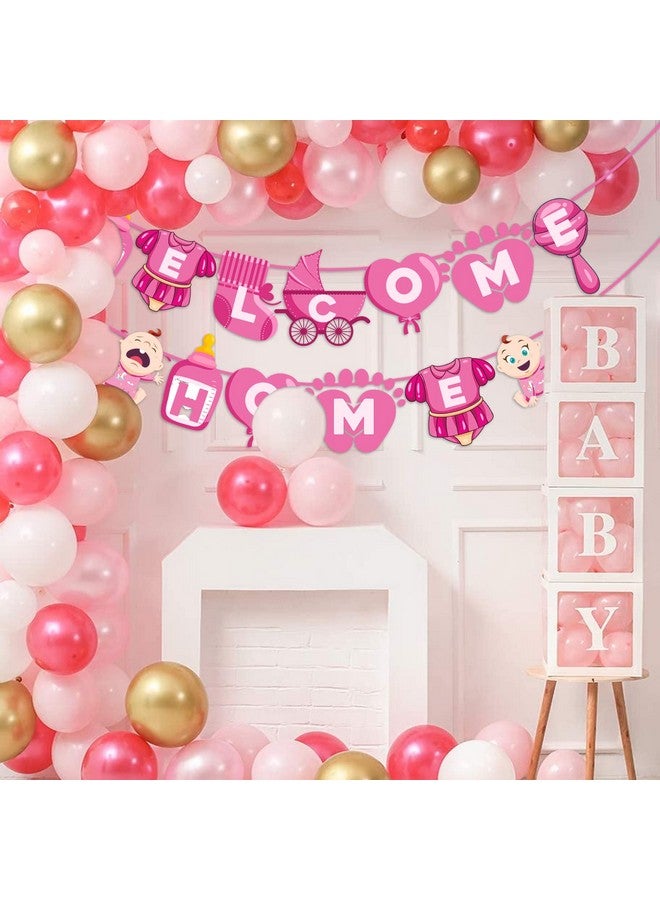 ZYOZIQUE Baby Girl Welcome Home Decoration Banner For Baby Shower/Welcome Party Banner, Pink - Image 4