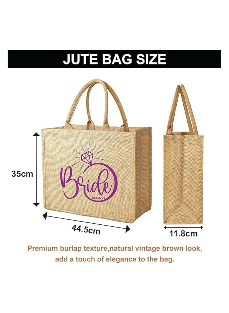 PRINTSHOP4ME Jute Tote Bag-Bride Est-Wedding Party Gift Bag For Bridesmaids And Guests-Wedding Party Favors  - Image 2
