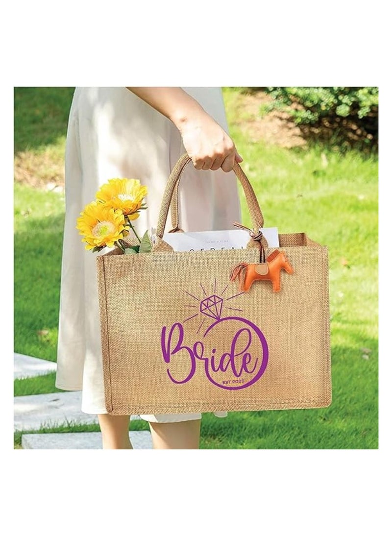PRINTSHOP4ME Jute Tote Bag-Bride Est-Wedding Party Gift Bag For Bridesmaids And Guests-Wedding Party Favors  - Image 5