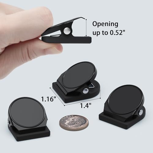 SMART&COOL 8 Pack 1.16 Inches Anti-Scratch Magnetic Clips with Silicone-Coated Base, Fridge Magnets, Office Supplies, Black - Image 5