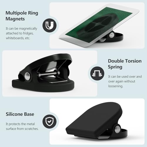 SMART&COOL 8 Pack 1.16 Inches Anti-Scratch Magnetic Clips with Silicone-Coated Base, Fridge Magnets, Office Supplies, Black - Image 3