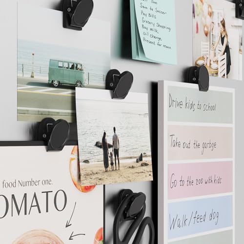 SMART&COOL 8 Pack 1.16 Inches Anti-Scratch Magnetic Clips with Silicone-Coated Base, Fridge Magnets, Office Supplies, Black - Image 2