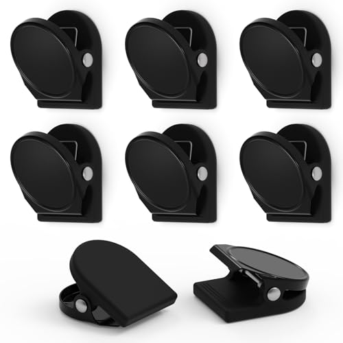 SMART&COOL 8 Pack 1.16 Inches Anti-Scratch Magnetic Clips with Silicone-Coated Base, Fridge Magnets, Office Supplies, Black - Image 1