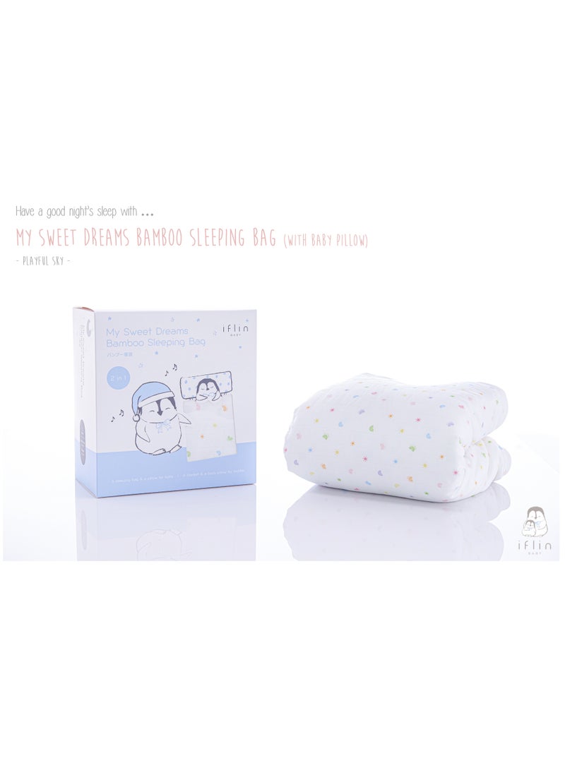 Iflin Baby My Sweet Dreams Bamboo Sleeping Bag (with Baby Pillow) - Playful Sky  - Image 1