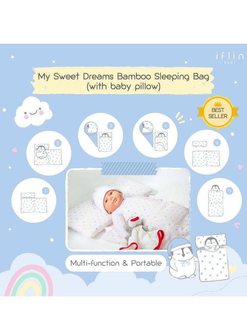 Iflin Baby My Sweet Dreams Bamboo Sleeping Bag (with Baby Pillow) - Playful Sky  - Image 2