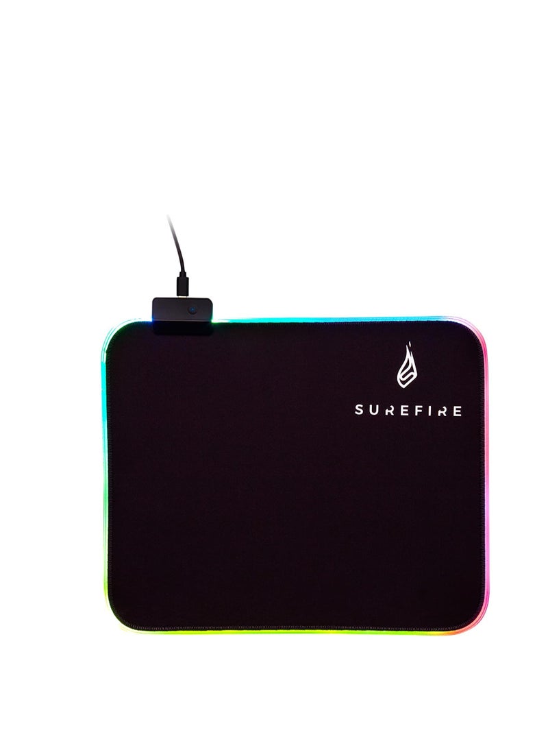 SureFire Silent Flight RGB-320 Gaming Mauspad RGB Mauspad wasserabweisend & rutschfest Mikrotextur-Stoffoberfläche Gaming Zubehör Gaming Unterlage Powered by Verbatim 48812 schwarz 320 mm - Image 1