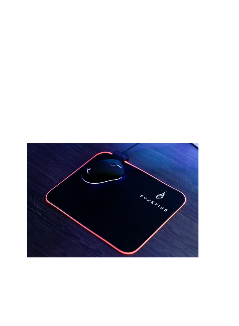 SureFire Silent Flight RGB-320 Gaming Mauspad RGB Mauspad wasserabweisend & rutschfest Mikrotextur-Stoffoberfläche Gaming Zubehör Gaming Unterlage Powered by Verbatim 48812 schwarz 320 mm - Image 5