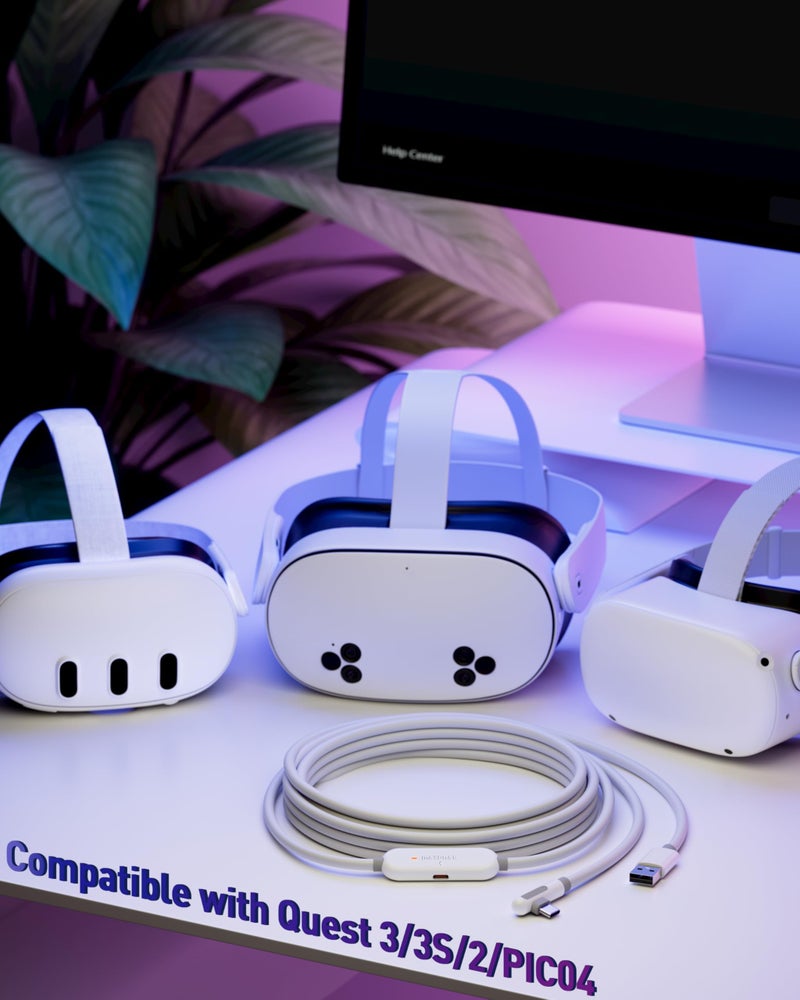 Maxonar VR Charging Link Cable 16FT (Next-Gen Chip) Compatible with Meta Quest 3S/Quest 3/Oculus Quest 2/Pico 4 Accessories and PC/SteamVR, Awesome Gift-5Gbps USB 3.0 to USB C Cable-White - Image 4