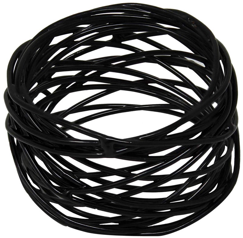 ITOS365 Handmade Round Mesh Black Napkin Rings Holder for Dinning Table Parties Everyday Set of 6