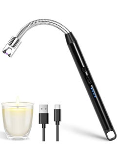 Happy Home Electric Lighter, USB C Rechargeable Lighter with Safety Switch, Long Windproof Flameless Electronic Lighter for Candle, Grill, Gas Stove, Kitchen, Camping-Black  - Image 1