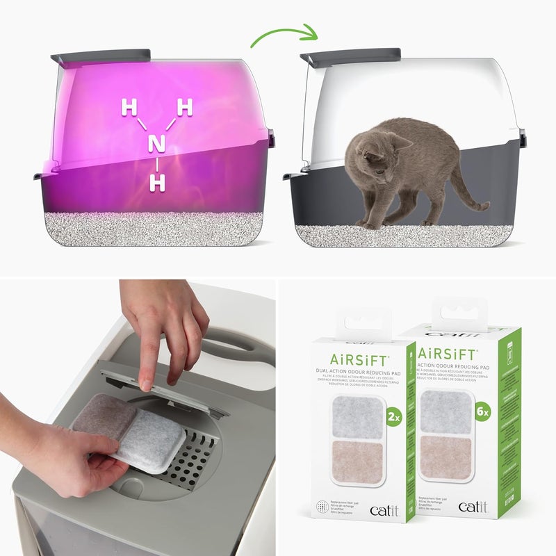 Catit Multi-use qualified quality Hooded Cat Pan, Grey, 57 x 46.5 x 39 (L x H x W) Fixed & portable compatible - Image 3