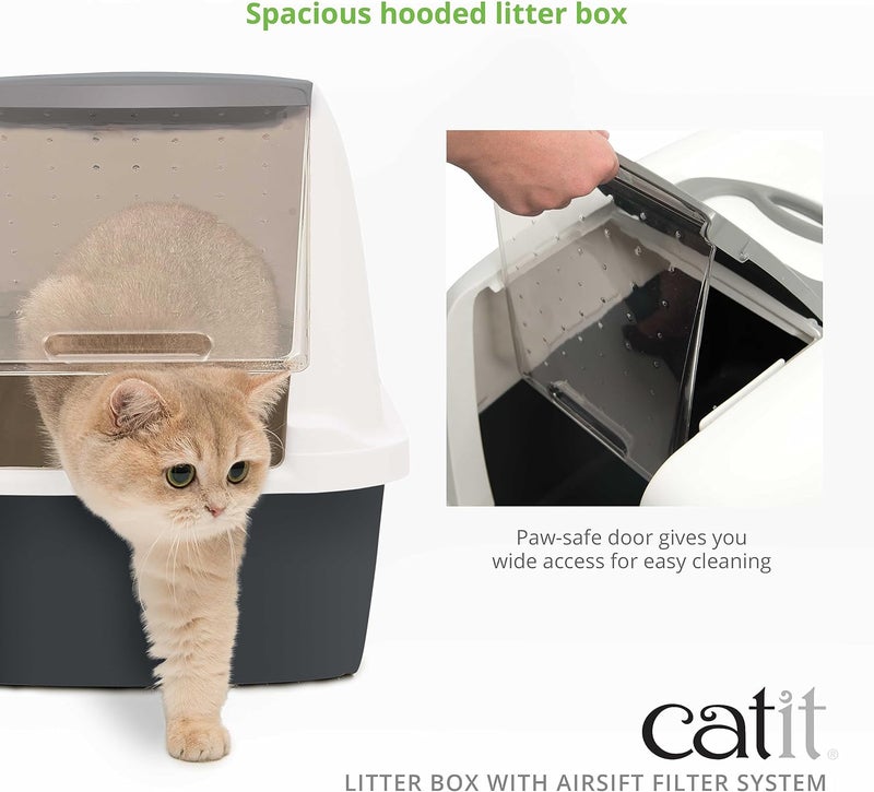 Catit Multi-use qualified quality Hooded Cat Pan, Grey, 57 x 46.5 x 39 (L x H x W) Fixed & portable compatible - Image 4