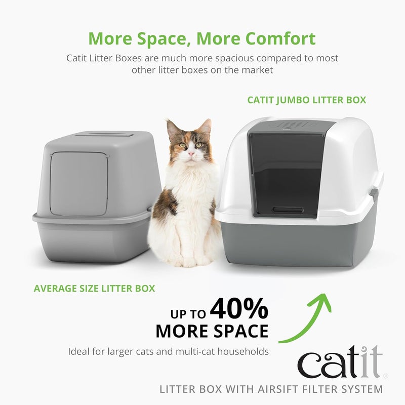 Catit Multi-use qualified quality Hooded Cat Pan, Grey, 57 x 46.5 x 39 (L x H x W) Fixed & portable compatible - Image 2