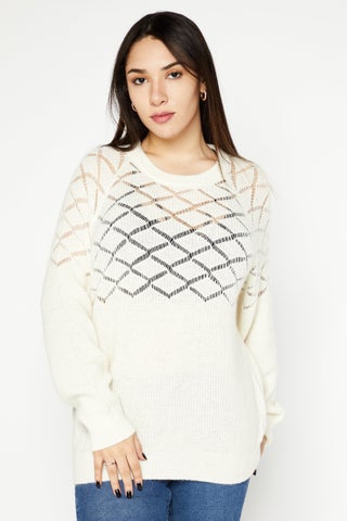 Women Round Neck knitted Sweater, Cream - pzsku/Z7F25DFB37B8EC44FFC87Z/45/1746201701/a87e38dd-df98-4e63-aae7-8244b5eb853b