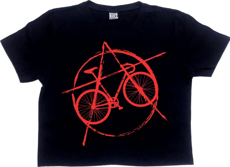 Bicycle Black Short Crop Top Women's T-Shirt