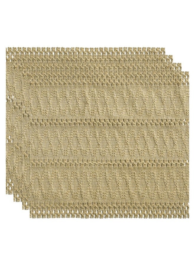 Artoid Mode Burlap Brown Farmhouse Woven Rustic Hollow Placemats Set of 4,12x18 Inch Seasonal Holiday Table Mats Party Kitchen Dining Decoration - Image 1