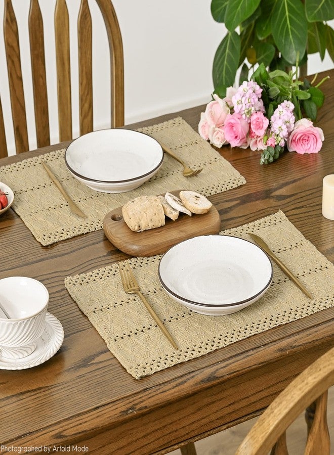 Artoid Mode Burlap Brown Farmhouse Woven Rustic Hollow Placemats Set of 4,12x18 Inch Seasonal Holiday Table Mats Party Kitchen Dining Decoration - Image 4