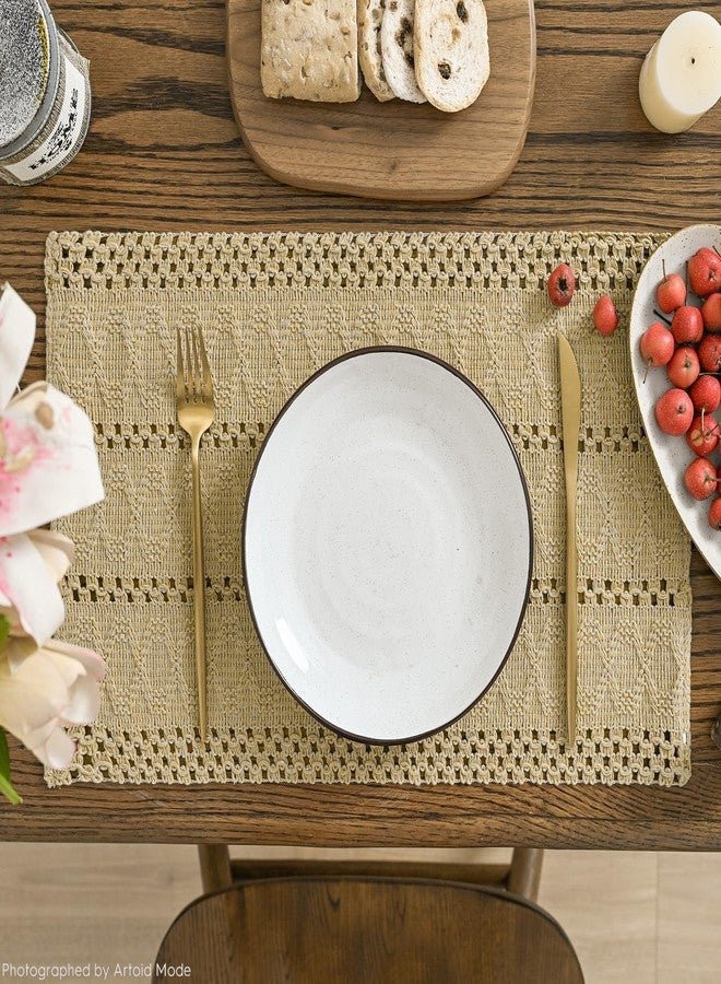 Artoid Mode Burlap Brown Farmhouse Woven Rustic Hollow Placemats Set of 4,12x18 Inch Seasonal Holiday Table Mats Party Kitchen Dining Decoration - Image 2