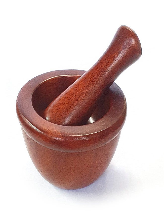 LENITH Mini Lacquered Wooden Mortar and Pestle Set Grinding Bowl Set Garlic Crush Pot Kitchen Tool - Image 1