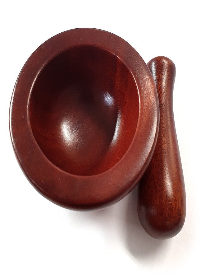 LENITH Mini Lacquered Wooden Mortar and Pestle Set Grinding Bowl Set Garlic Crush Pot Kitchen Tool - Image 4