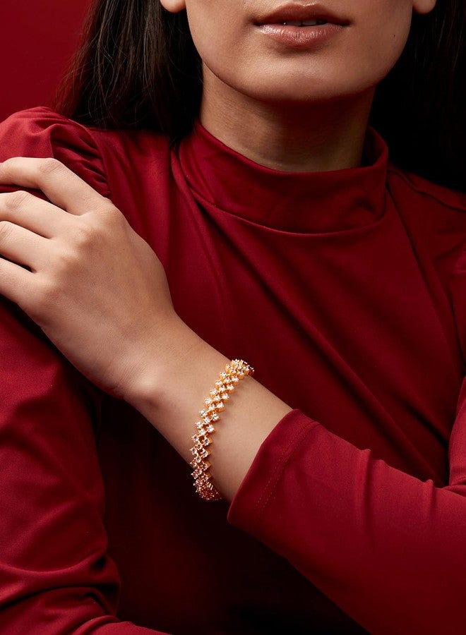 مينوتيا سوار أنيق قابل للتعديل من MINUTIAE مطلي بالذهب عيار 18 قيراطًا مرصع بالألماس للنساء والفتيات (ذهبي) - Image 3