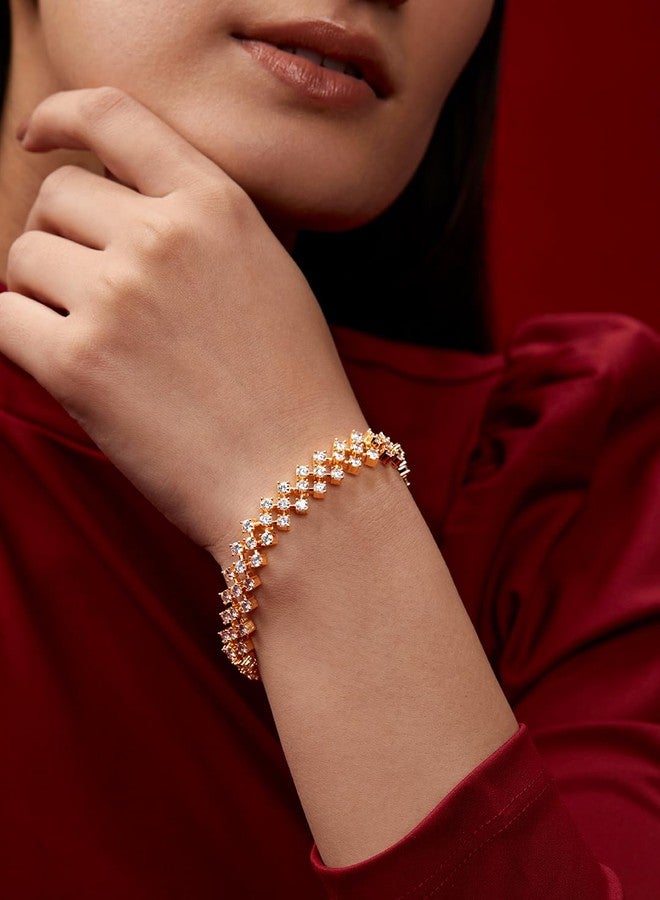 مينوتيا سوار أنيق قابل للتعديل من MINUTIAE مطلي بالذهب عيار 18 قيراطًا مرصع بالألماس للنساء والفتيات (ذهبي) - Image 5