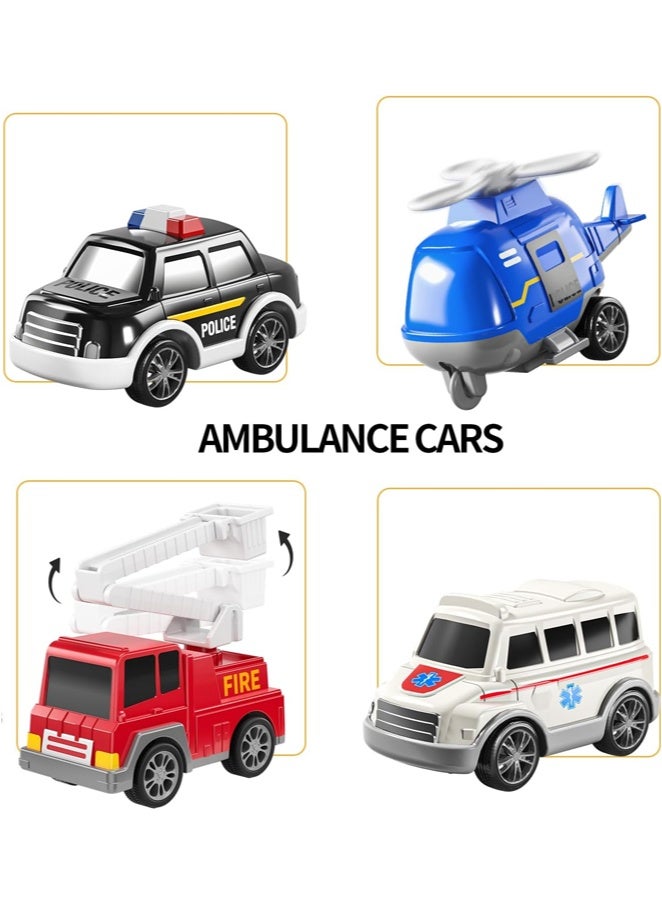 أيكين 5 Pack Ambulance Vehicle Toddler Truck Toys for 3 4 5 6 Year Old Boys, Friction Powered Cars with Toy Helicopter, Police Car, Fire Truck, Ambulance Car, Birthday Gifts for Girls - Image 5