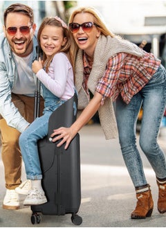 Moovant 20 Inch Kids Luggage with Concealed Child Seat, Anti-fall Removable Baby Back, Adult Carry-on Boarding Luggage, with TSA Approved Lock, Portable Ride-On Travel Suitcase for 2-15 Years, PC Material, Black  - Image 2